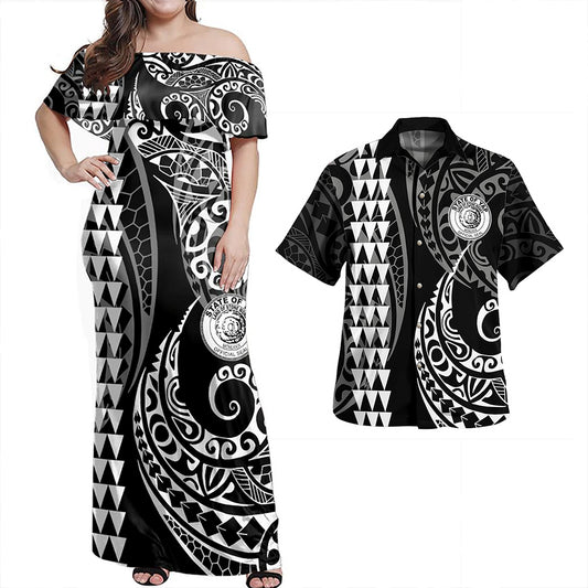 Yap State Combo Dress And Shirt Coat Of Arms Kakau Style White