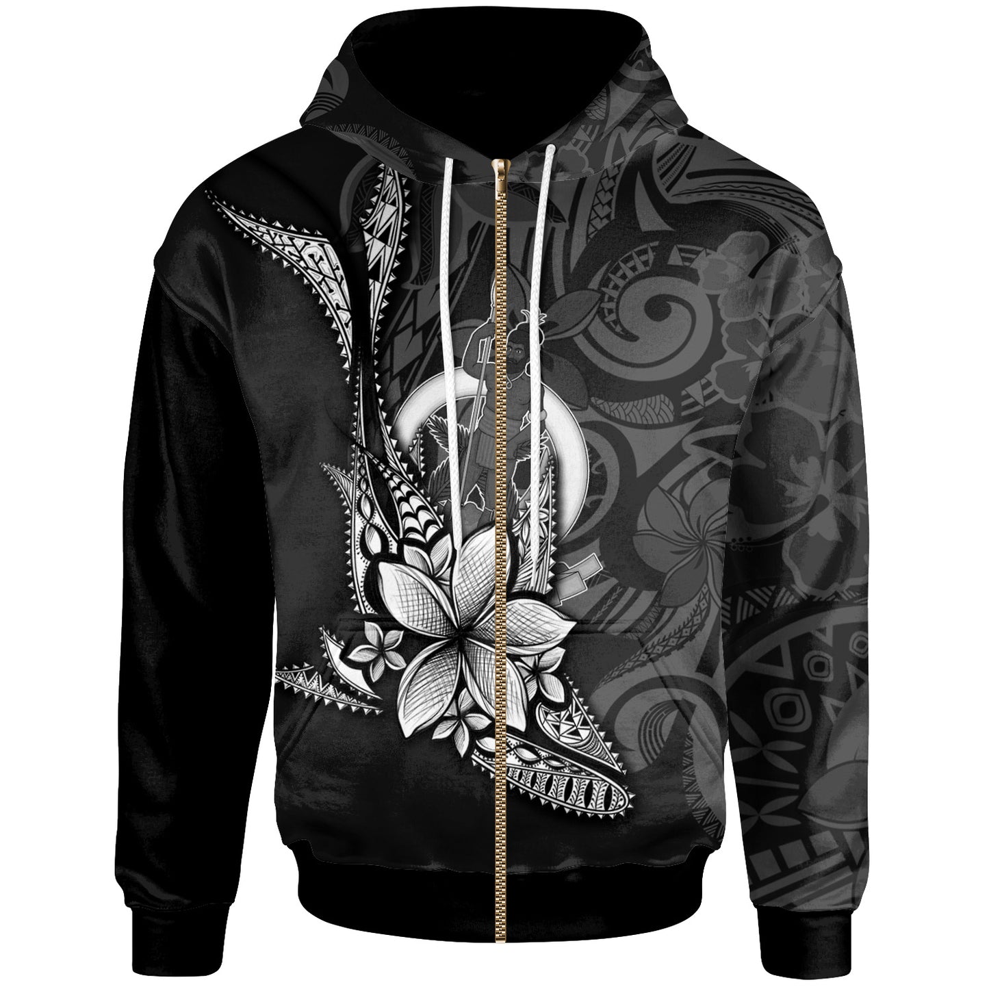 Vanuatu Hoodie - Fish With Plumeria Flowers Style