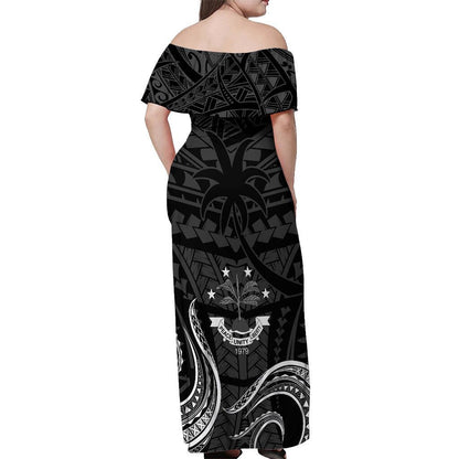 Chuuk State Combo Dress And Long Sleeve Shirts FSM Micronesia Vintage Polynesian Tribal Black Version