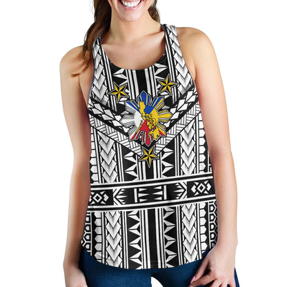 Philippines Women Tank - Filipino Sun And Stars Tribal Tattoo Patterns Style