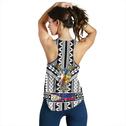 Philippines Women Tank - Filipino Sun And Stars Tribal Tattoo Patterns Style