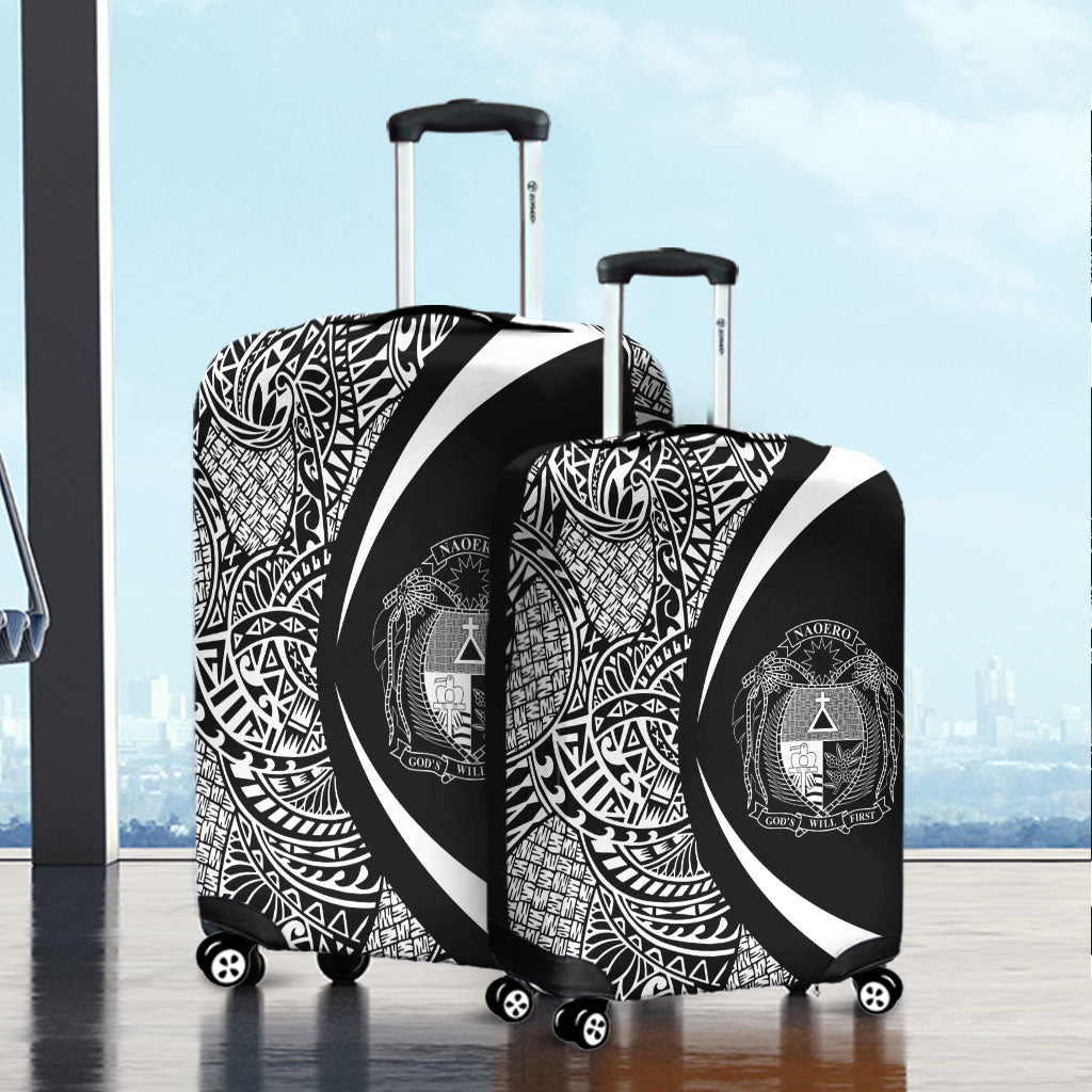 Nauru Luggage Cover Lauhala White Circle Style