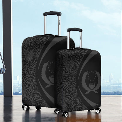 Pohnpei State Luggage Cover Lauhala Gray Circle Style