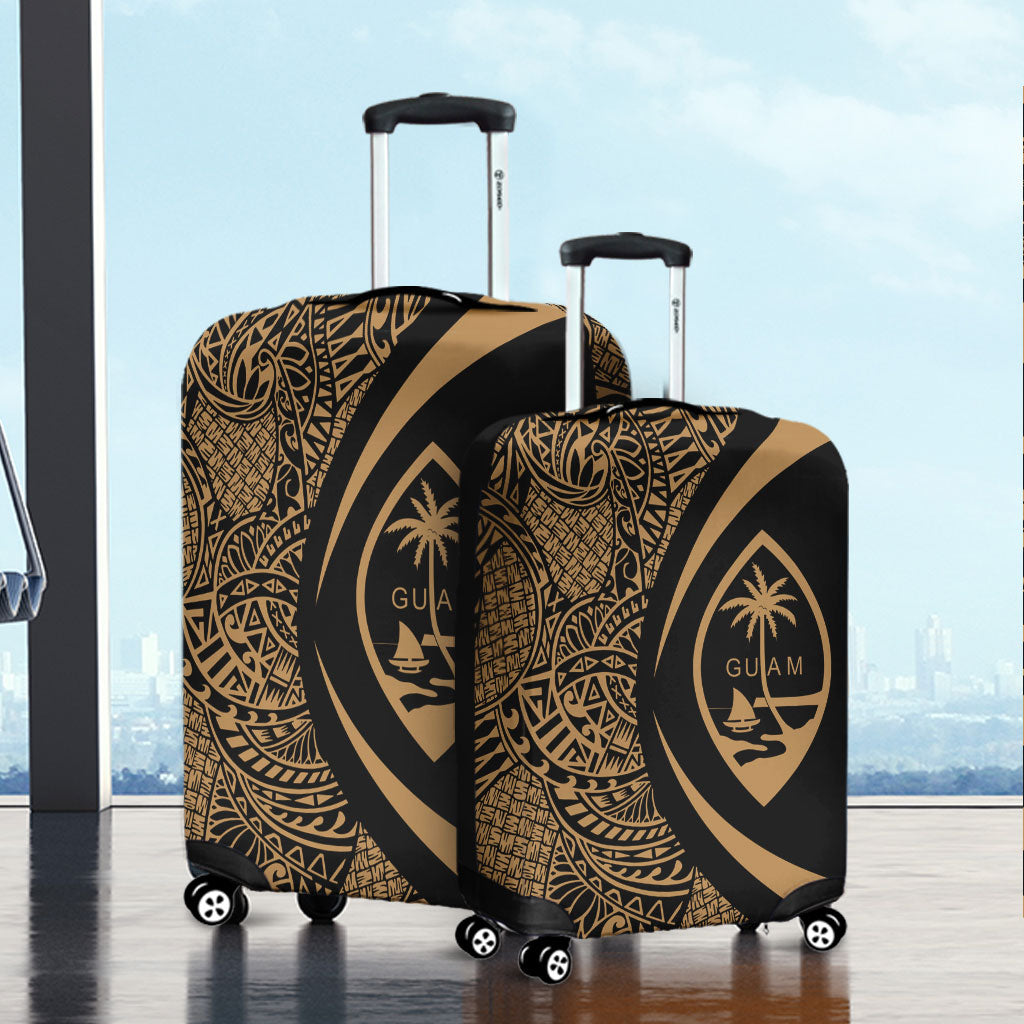 Guam Luggage Cover Lauhala Gold Circle Style