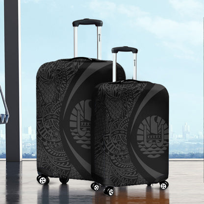 French Polynesia Luggage Cover Lauhala Gray Circle Style