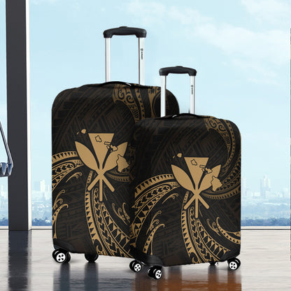 Hawaii Luggage Cover Kanaka Map Tribal Wave