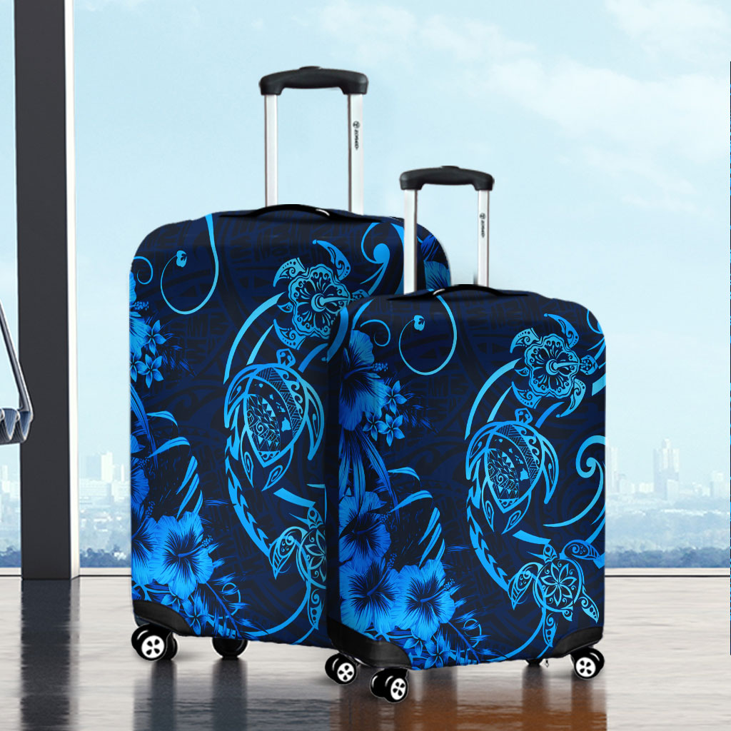 Hawaii Luggage Cover Hibiscus Flower And Map On The Back Turtle