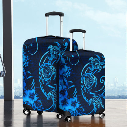Hawaii Luggage Cover Hibiscus Flower And Map On The Back Turtle