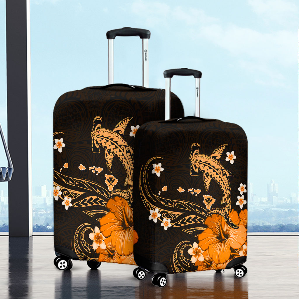 Hawaii Luggage Cover Kanaka Map And Shark Tribal Tattoo