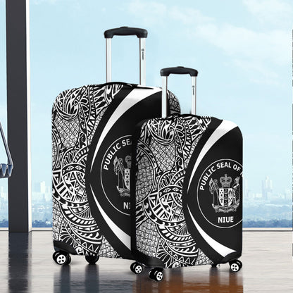 Niue Luggage Cover Lauhala White Circle Style