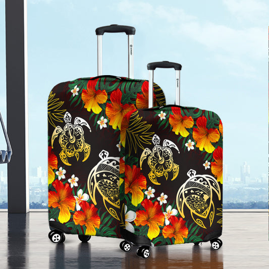 Hawaii Luggage Cover Polynesian Tribal Floral Turtle
