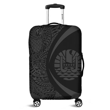 French Polynesia Luggage Cover Lauhala Gray Circle Style