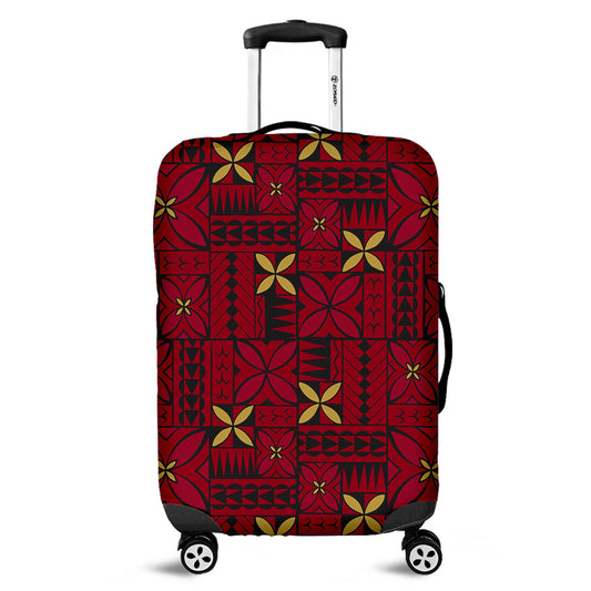 Samoa Luggage Cover Siapo Design Tribal Pattern Red