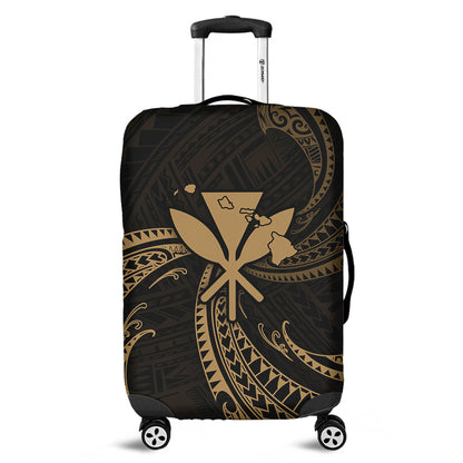 Hawaii Luggage Cover Kanaka Map Tribal Wave