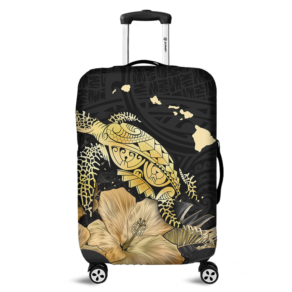 Hawaii Luggage Cover Turtle Hibiscus Gold