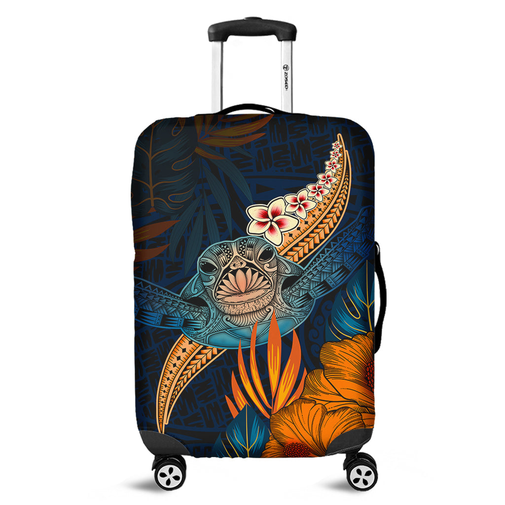 Hawaii Luggage Cover Turtle Design With Hibiscus Tropical Style