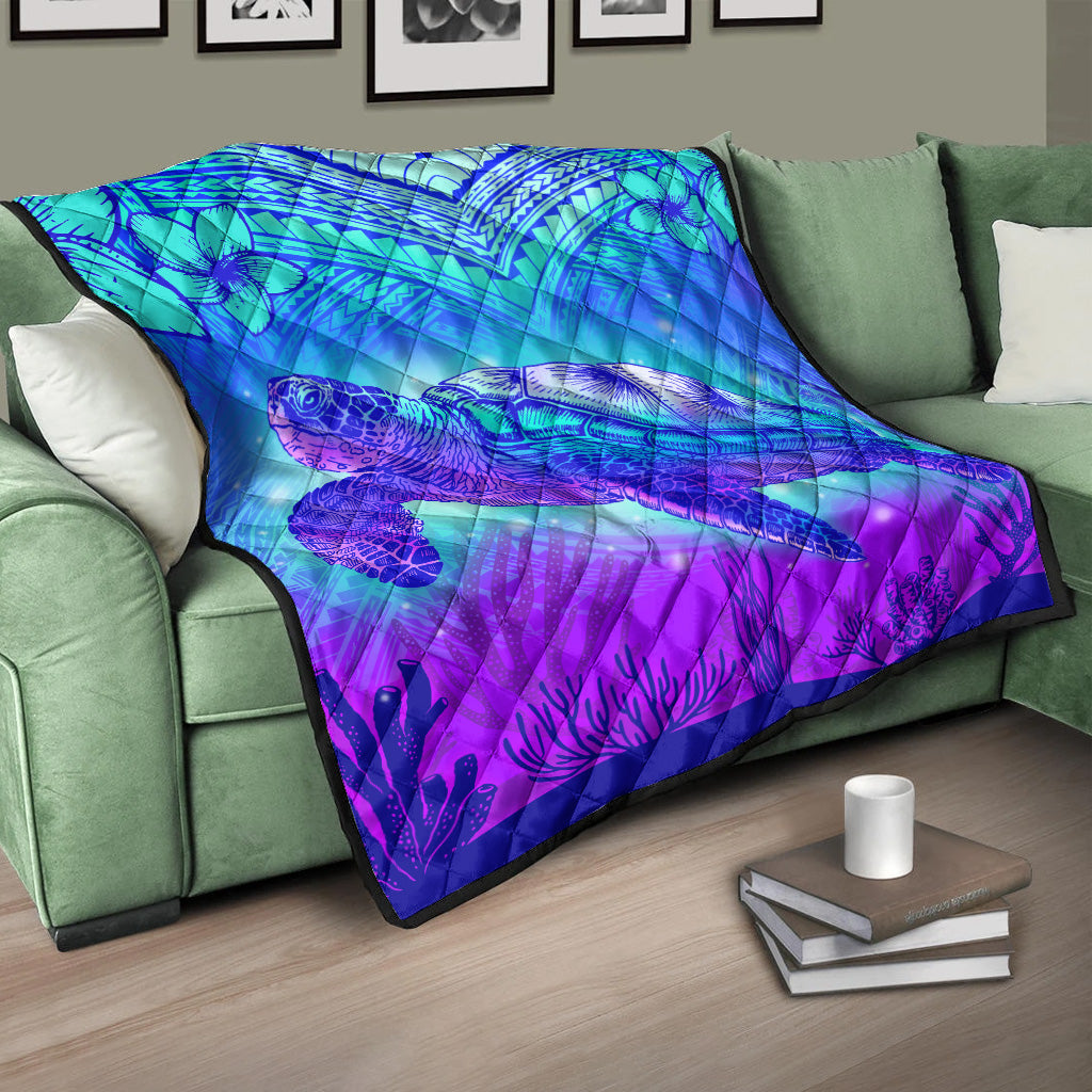 Hawaii Premium Quilt Turtle Underwater Sea Polynesian Style