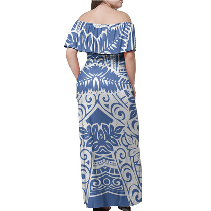 Polynesian Woman Off Shoulder Long Dress - Polynesian Pattern 10