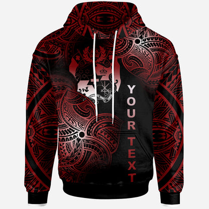 Tonga Polynesia Custom Personalized Hoodie - Tonga Tribal Flower Red