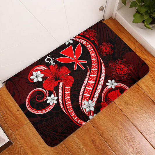 Hawaii Doormat Kanaka Maoli Hibiscus Turtle Ocean Pacific Red Style
