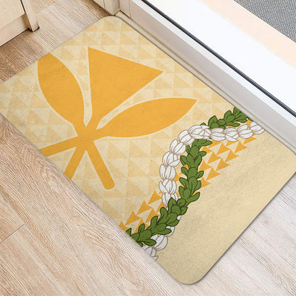 Hawaii Doormat Kanaka Maoli Puakenikeni Maile Flower Lei