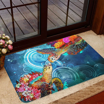Hawaii Door Mat Turtle Kiss Ocean Galaxy