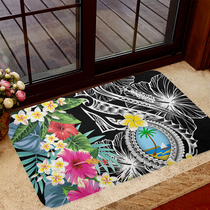 Guam Door Mat Summer Plumeria Tribal Tattoo