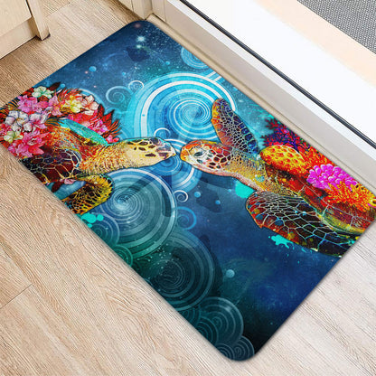Hawaii Door Mat Turtle Kiss Ocean Galaxy