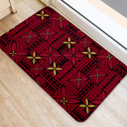 Samoa Door Mat Siapo Design Tribal Pattern Red