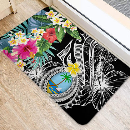 Guam Door Mat Summer Plumeria Tribal Tattoo