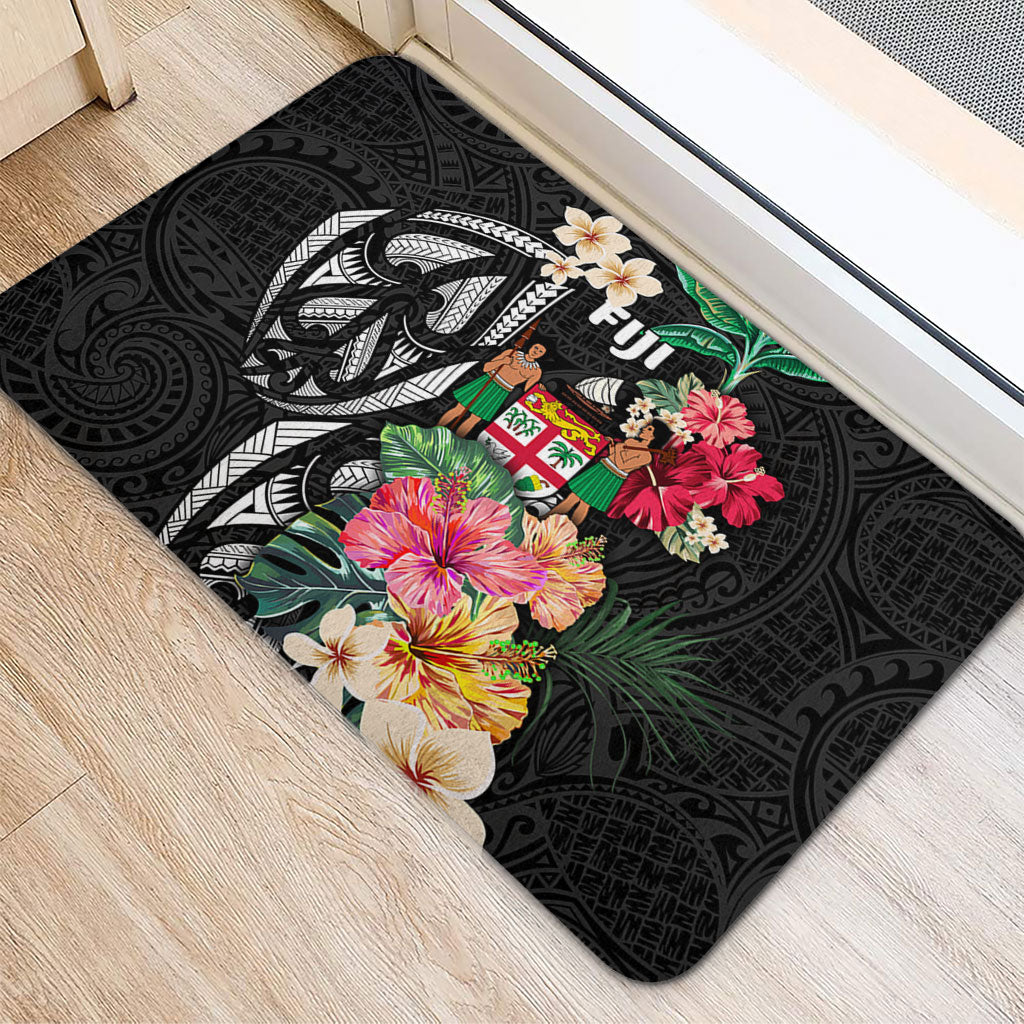 Fiji Door Mat Coat Of Arms Polynesian With Hibiscus
