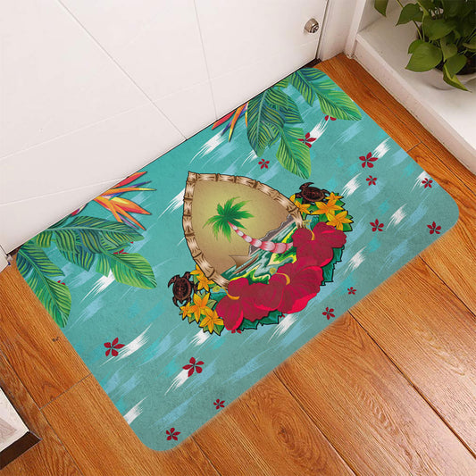 Guam Door Mat Latte Stones Hibiscus