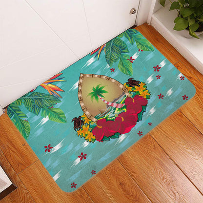 Guam Door Mat Latte Stones Hibiscus