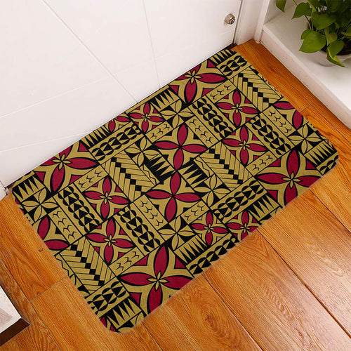 Samoa Door Mat Siapo Design Tribal Pattern Yellow