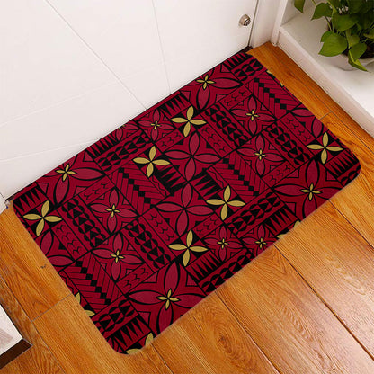 Samoa Door Mat Siapo Design Tribal Pattern Red