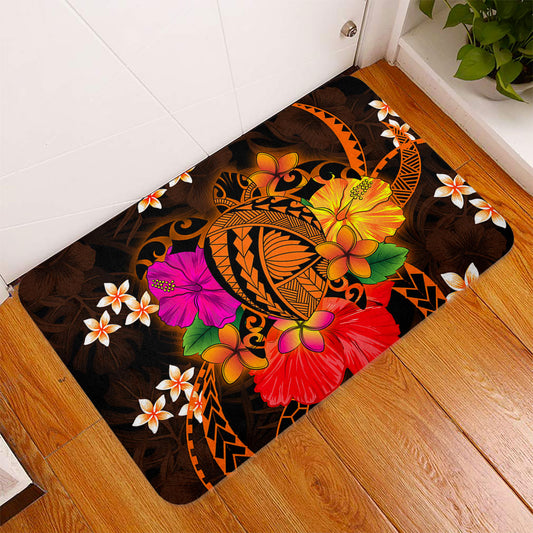 Hawaii Door Mat Polynesia Tribal Turtle Tropical Flower