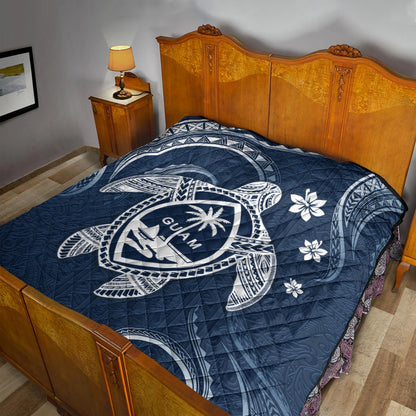 Guam Premium Quilt Turtle Polynesian Pattern Blue Ver