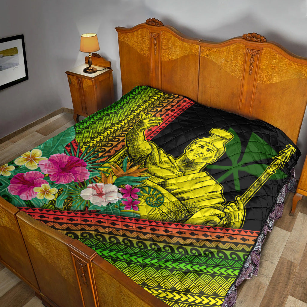 Hawaii Premium Quilt King Kamekameha Kanaka Maoli Polynesian Pattern