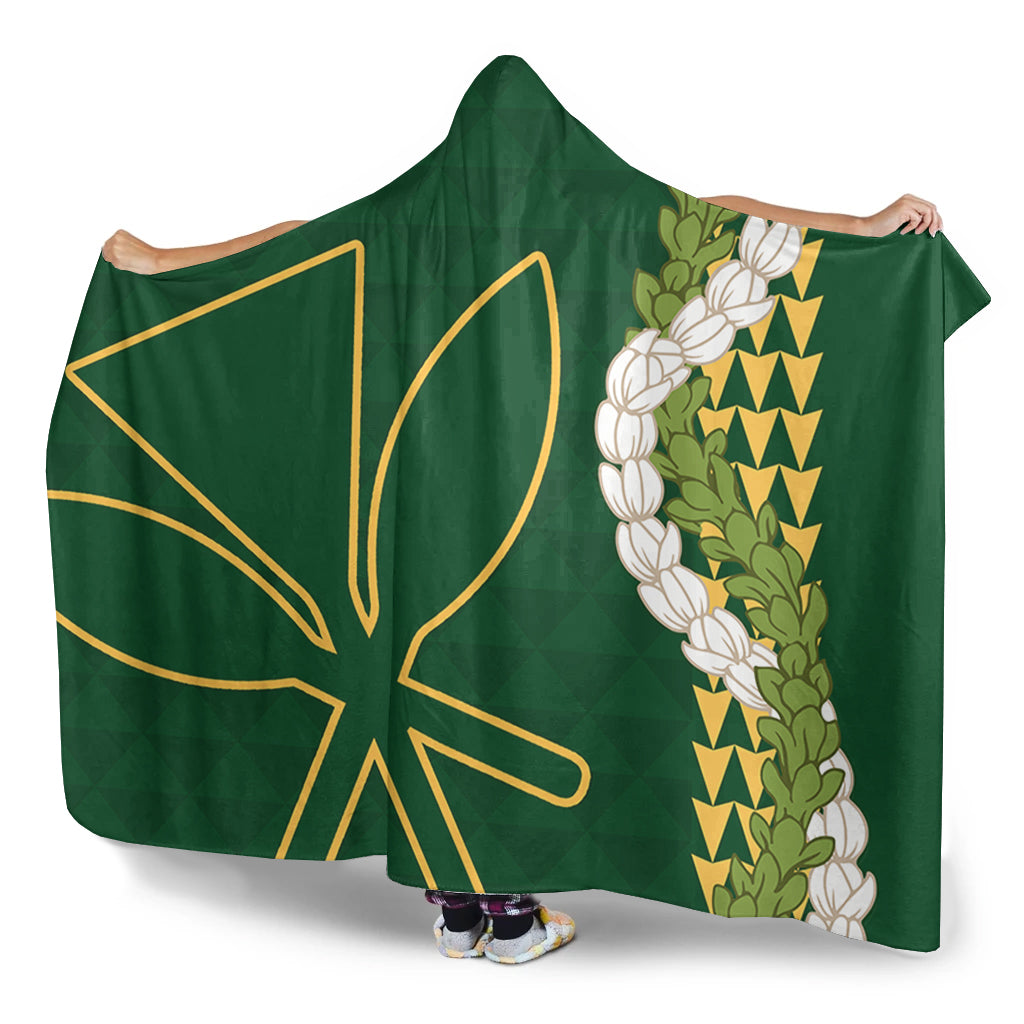 Hawaii Hooded Blanket Kanaka Maoli Puakenikeni Maile Flower Lei