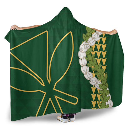 Hawaii Hooded Blanket Kanaka Maoli Puakenikeni Maile Flower Lei