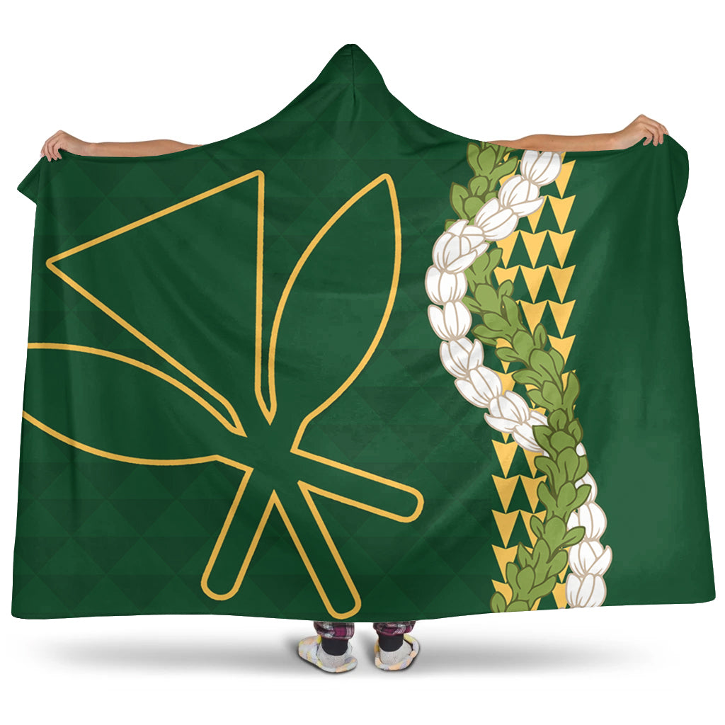 Hawaii Hooded Blanket Kanaka Maoli Puakenikeni Maile Flower Lei