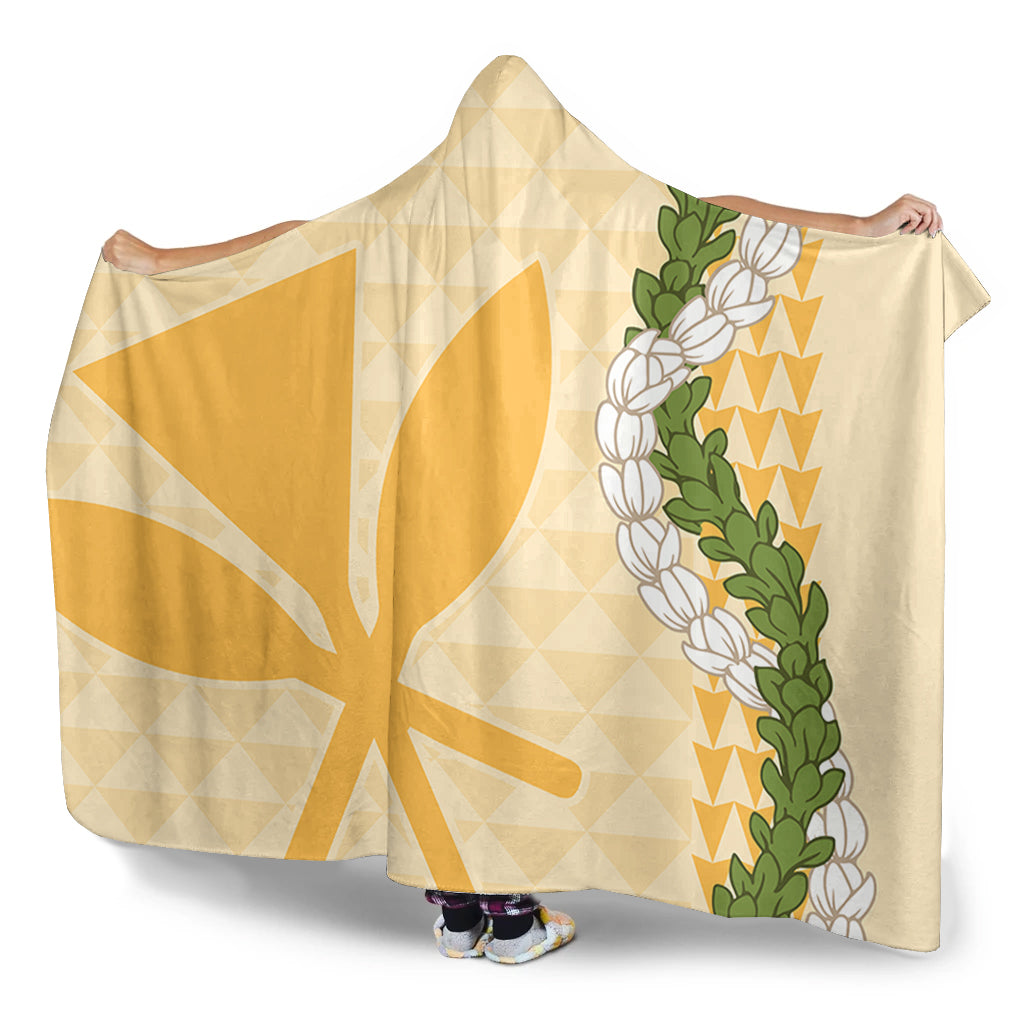 Hawaii Hooded Blanket Kanaka Maoli Puakenikeni Maile Flower Lei