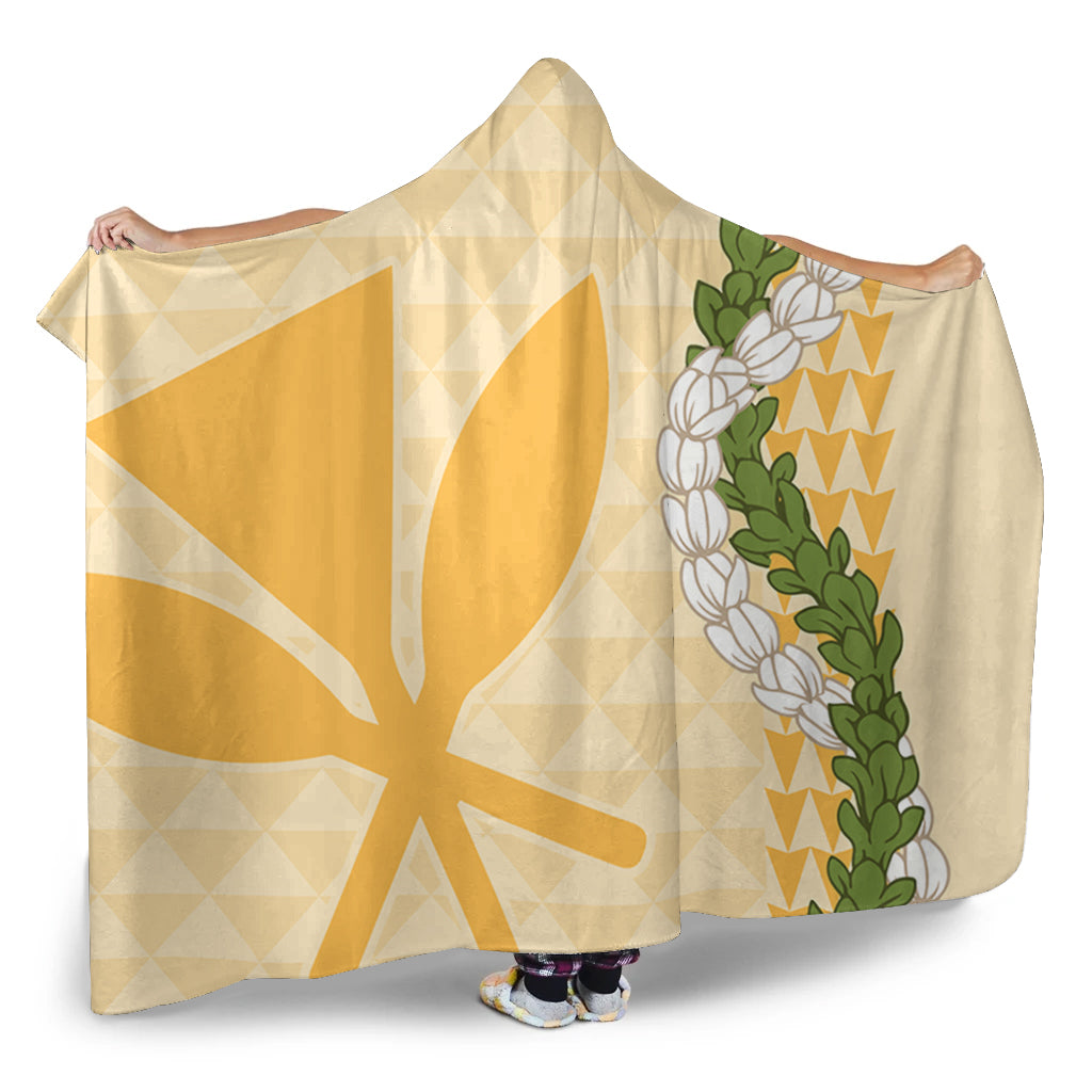 Hawaii Hooded Blanket Kanaka Maoli Puakenikeni Maile Flower Lei