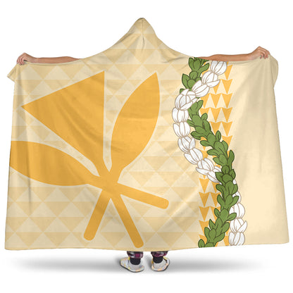 Hawaii Hooded Blanket Kanaka Maoli Puakenikeni Maile Flower Lei