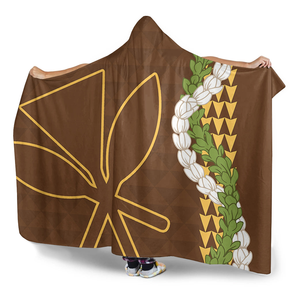 Hawaii Hooded Blanket Kanaka Maoli Puakenikeni Maile Flower Lei