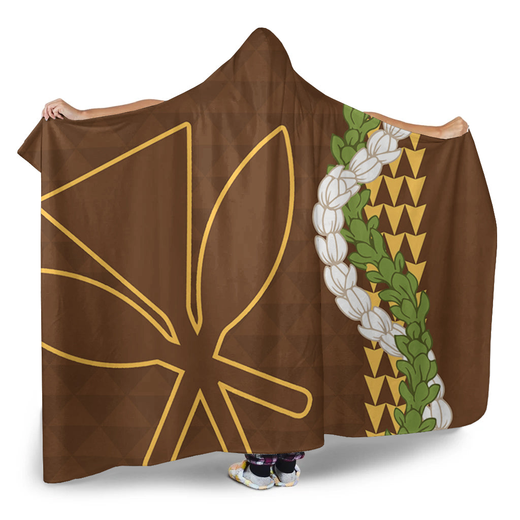 Hawaii Hooded Blanket Kanaka Maoli Puakenikeni Maile Flower Lei