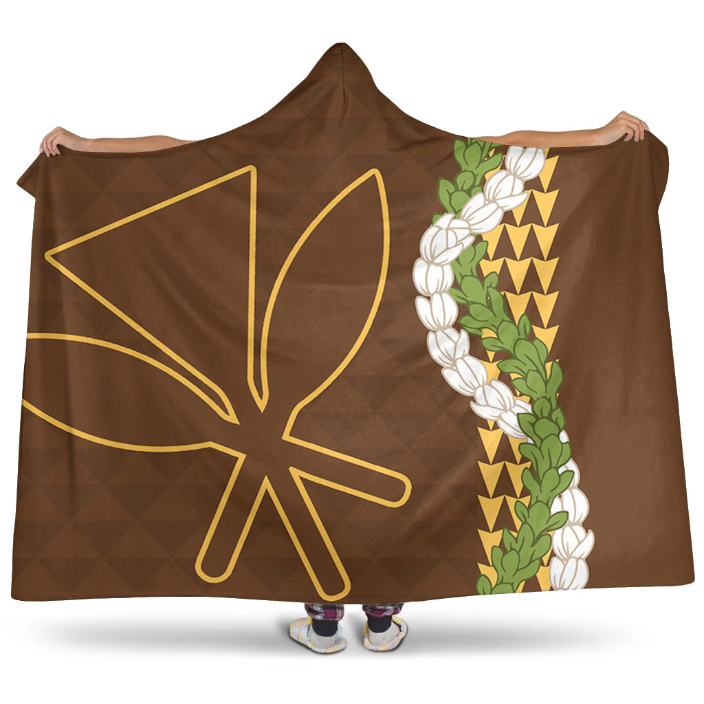 Hawaii Hooded Blanket Kanaka Maoli Puakenikeni Maile Flower Lei