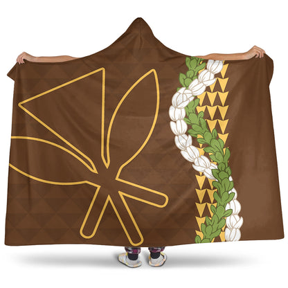 Hawaii Hooded Blanket Kanaka Maoli Puakenikeni Maile Flower Lei