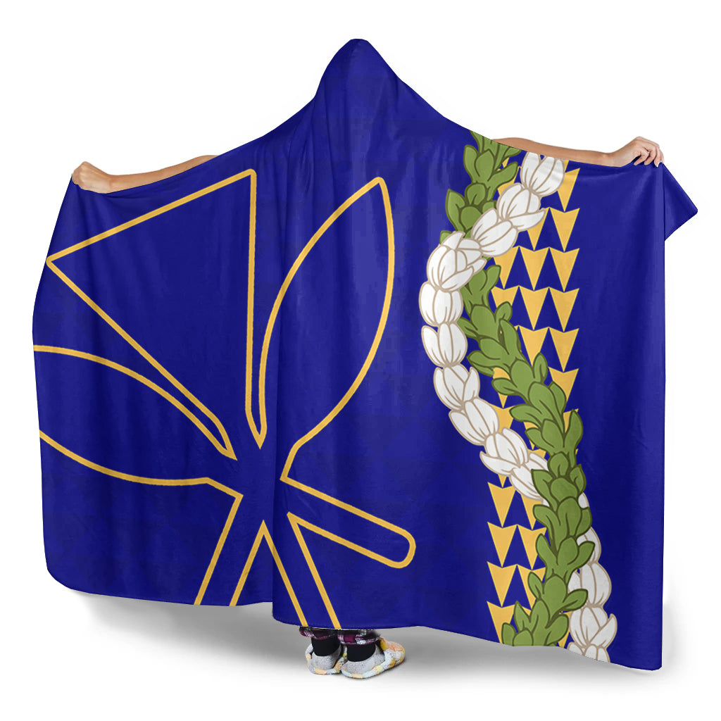 Hawaii Hooded Blanket Kanaka Maoli Puakenikeni Maile Flower Lei