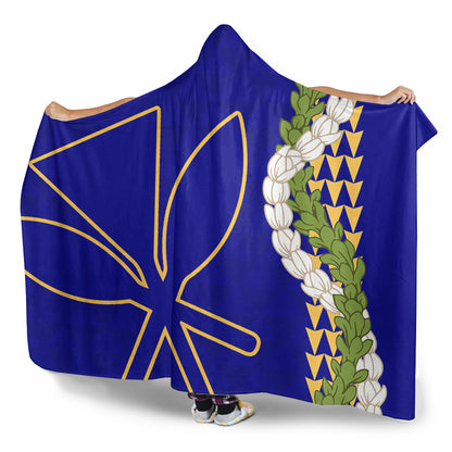 Hawaii Hooded Blanket Kanaka Maoli Puakenikeni Maile Flower Lei